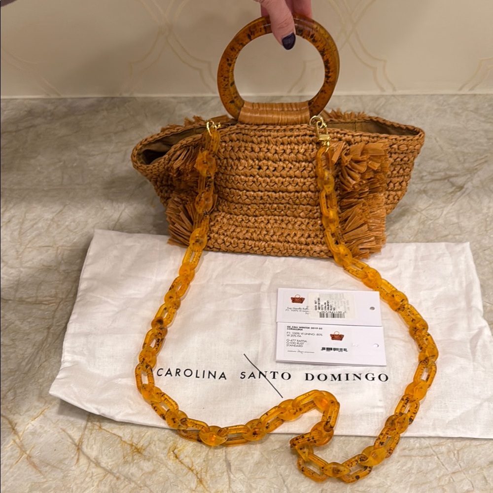 Tan Shoulder Bag with Woven Texture and Wooden Handles